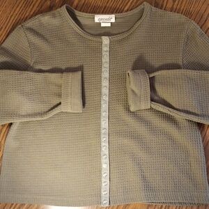 Vintage Green Snap Front Long-sleeve